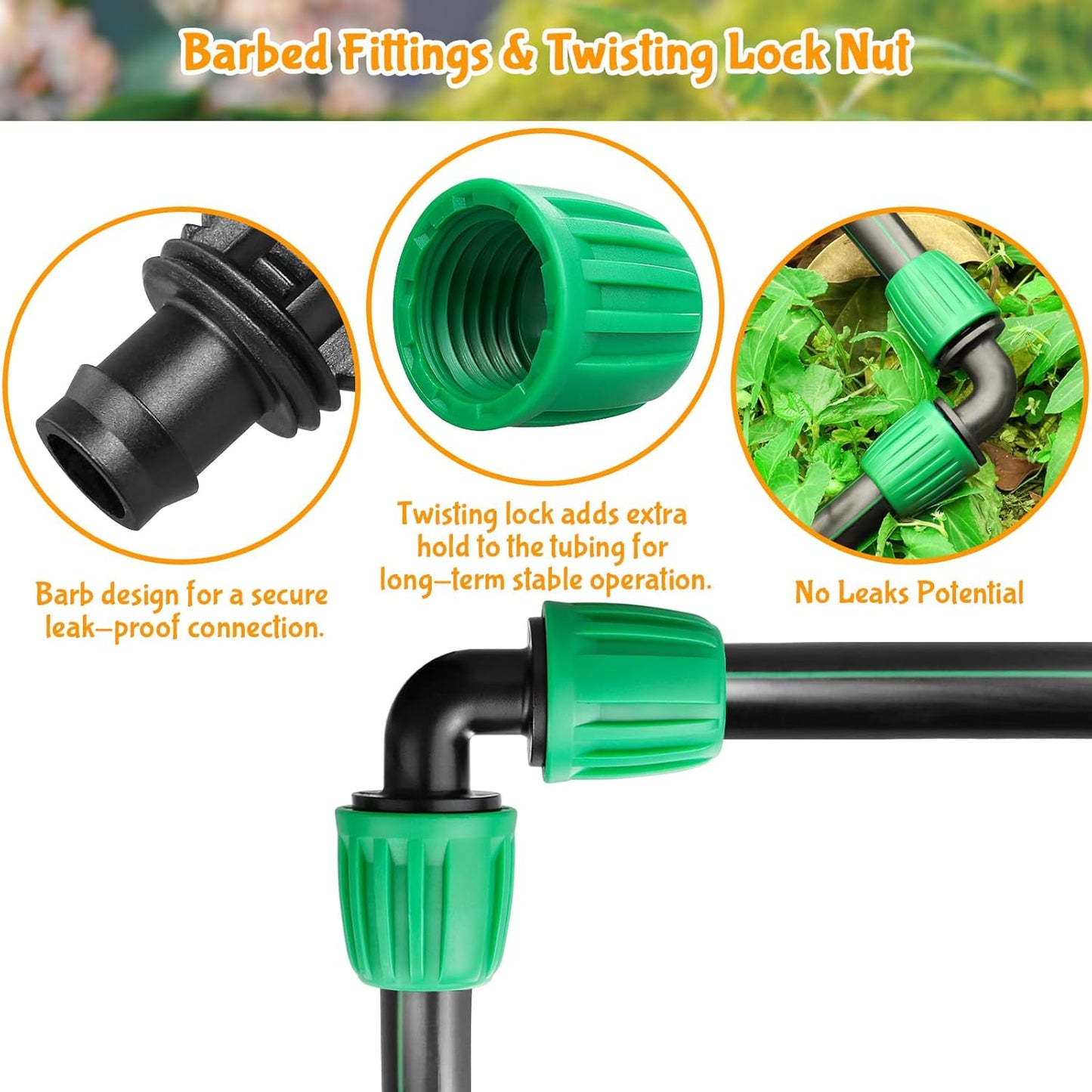 Drip Irrigation 1/2" Elbow Fittings：1/2 Inch Drip Line Lock Barbed 90 Degree Elbow Connectors for Drip Irrigation Tubing (1/2" ID x 0.640" OD) Anti-Drop Drip Irrigation Parts (12 Pieces)