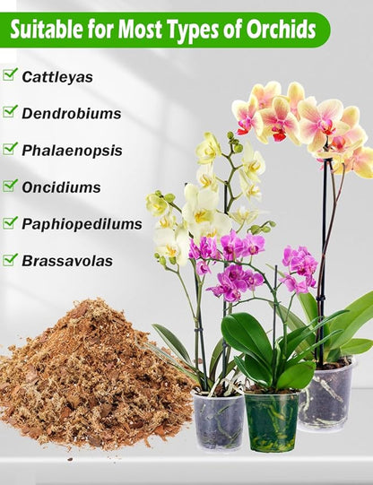 TOYPOPOR Orchid Potting Mix (10qts) for Repotting with Moss Pine Bark Mulch Perlite Stone and Coco Peat Natural Ingredients, Orchid Bark Potting Mix Orchid Repotting Kit Drainage Indoor Potting Medium