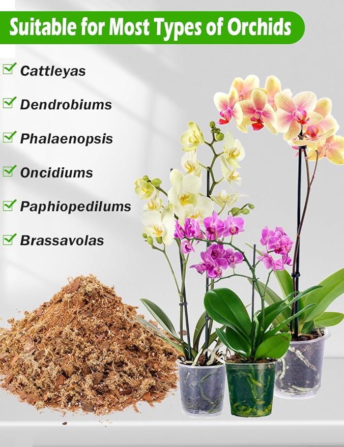 TOYPOPOR Orchid Potting Mix for Repotting (3qts) with Moss Pine Bark Mulch Perlite Stone and Coco Peat Natural Ingredients, Orchid Bark Potting Mix Orchid Repotting Kit Drainage Indoor Potting Medium