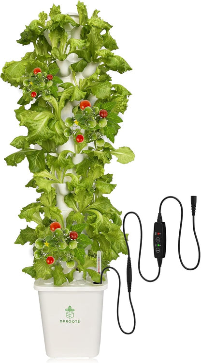 Hydroponic Tower Growing System，45 Pods Vertical Garden，Suitable for Indoor and Greenhouse, Grow Herbs and Vegetables，Houseplant Farming with Water Circulation and Automatic Timer