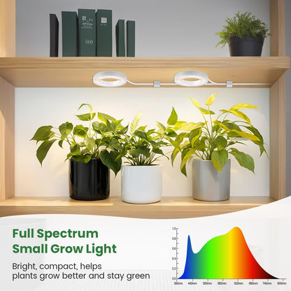 Grow Lights for Indoor Plants, 5000K 96 LEDs Full Spectrum Small Plant Grow Light with 6/12/16H Timer, 3 Color Modes, 3.5" Under Cabinet Grow Lamp for Small Plants, Succulents (2-Head)
