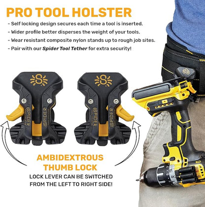 Spider Tool Holster - Improve The Way You Carry Your Power Drill, Driver, Multitool, Pneumatic, Multi-Tool and More on Your Belt - Compatible With All Major Tool Brands
