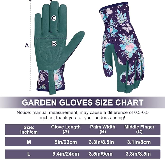 Womens Gardening Weeding Working Gloves, Leather Garden Glove for Women Thorn Proof No Stab for Digging, Planting,Pruning