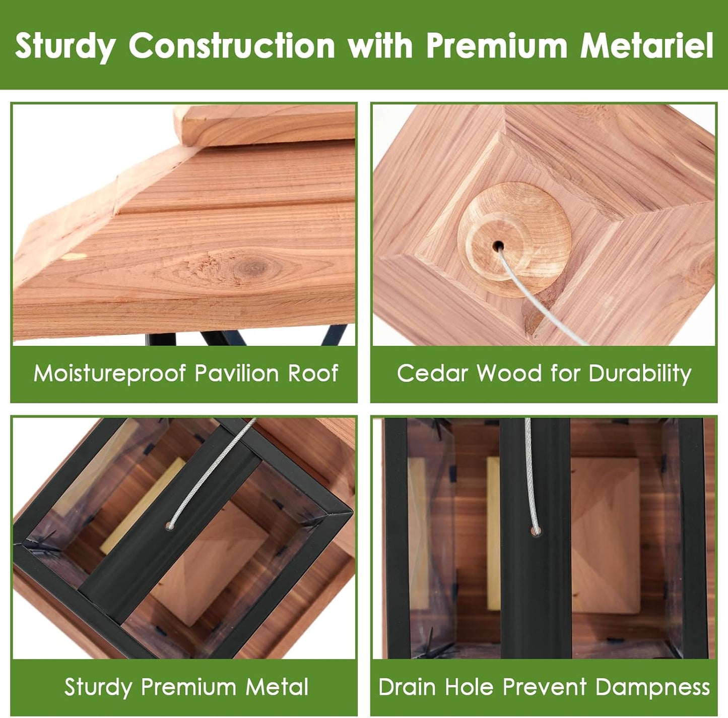 Metal Bird Feeders for Outdoors Hanging Heavy Duty Metal Squirrel Proof Wild Bird Feeders for Garden Yard Outside Decoration 2.8LB Large Capacity Birdfeeder