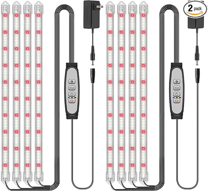 4-Bar Grow Light Strips for Indoor Plants, 16" Full Spectrum Plant Lights, 6500K Sunlike Grow Lights with 6/12/18H Timer, 5-Level Dimmable for Indoor Growing(2 Pack)