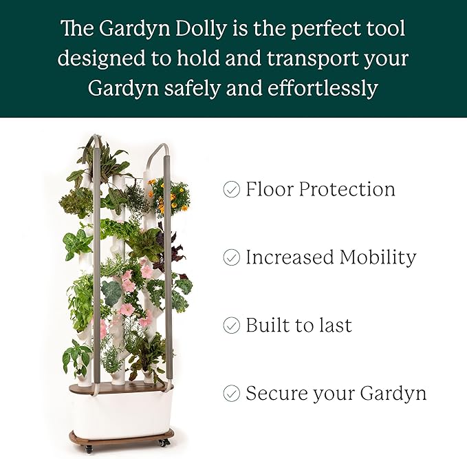 Gardyn Home Dolly - Mobile Rolling Cart for Hydroponics Growing System Kit & Indoor Garden Tower - Easily Move Your Hydroponic Systems While Protecting Your Floors from Water Drops, Scratches, & Marks