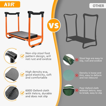 KVR Garden Kneeler Seat Heavy Duty, 2024 Upgraded Garden Bench Widened 10.2", Anti-Rust & Anti-Wear, Foldable Gardening Stool Prevents Back Pain Knees, Gift for Women Men, Seniors, Mom, Dad