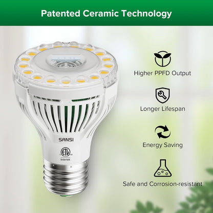 SANSI Grow Lights for Indoor Plants, 4 Head Dimmable Plant Lights for Indoor Growing, 35"-64" Adjustable Tripod Stand LED Grow Light Lamp with Remote Control 4 Pack of Par20 10W Bulbs