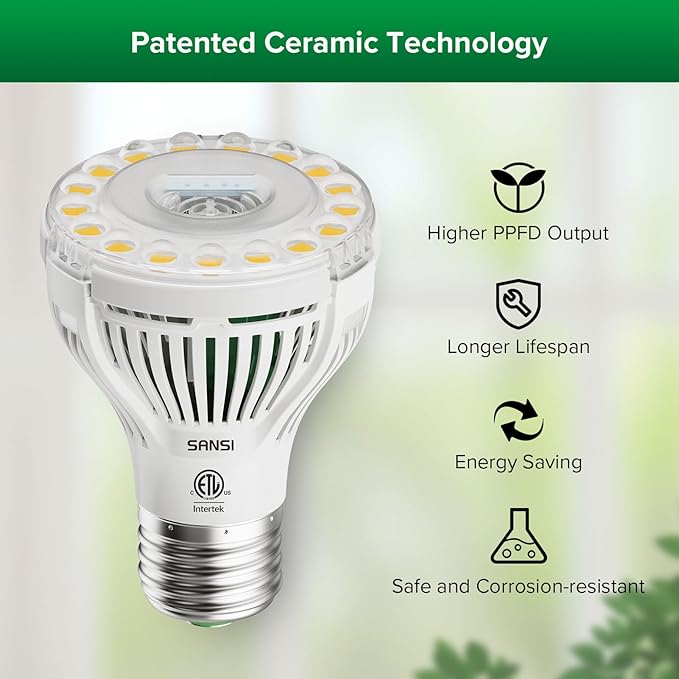 SANSI Grow Lights for Indoor Plants, 40W Full Spectrum LED Plant Lights, 4 Head 35"-64" Adjustable Tripod Standing Plant Lights for Indoor Growing, 4 Pack of Par20 10W Bulb Non-Dimmable Grow Light