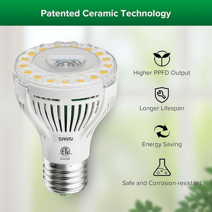 SANSI Grow Lights for Indoor Plants, 40W Full Spectrum LED Plant Lights, 4 Head 35"-64" Adjustable Tripod Standing Plant Lights for Indoor Growing, 4 Pack of Par20 10W Bulb Non-Dimmable Grow Light