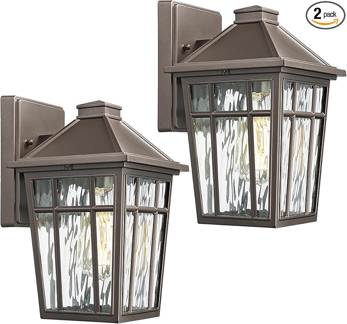 Darkaway Outdoor Sconce Lights Wall Light Fixtures, Exterior Porch Light Outdoor Sconce Anti-Rust Waterproof Aluminum Outside Light with Water Ripple Glass for Patio Yard Doorway Garage