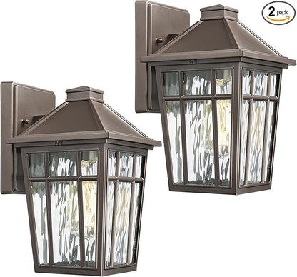 Darkaway Outdoor Sconce Lights Wall Light Fixtures, Exterior Porch Light Outdoor Sconce Anti-Rust Waterproof Aluminum Outside Light with Water Ripple Glass for Patio Yard Doorway Garage