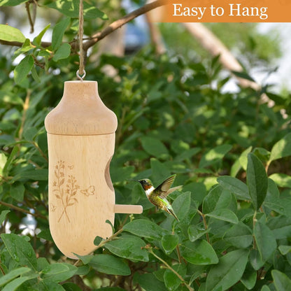 Hummingbird House - Natural Wooden Hummingbird Houses for Outside Hanging, Gardening Gifts for Women Home Decoration 3 Packs