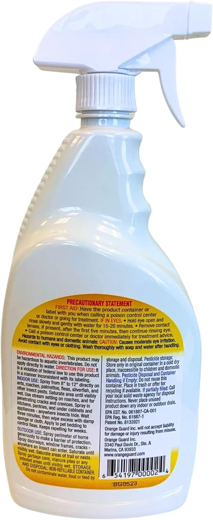 Orange Guard Home Pest Control Spray with D-Limonene | All-Natural Food Grade Orange Peel Oil for Bugs, Ants, Roaches, Fleas, Palmettos and Silverfish - 32oz