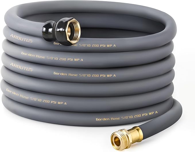 Garden Hose 5/8" x 50ft - No-Kink Flexible Water Hose 600 PSI Burst Pressure, Lightweight & Durable for Yard, Car Wash, Pets Gray