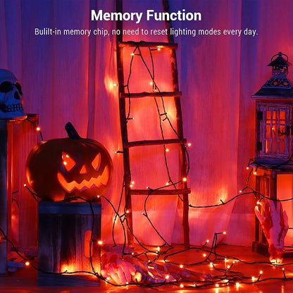 Brizled Orange Lights, 78.74ft 240 LED Halloween Lights Connectable with Timer, 8 Modes Outdoor Halloween Lights String Waterproof Plugin Orange Light String for Outside Indoor Spooky Party Decor