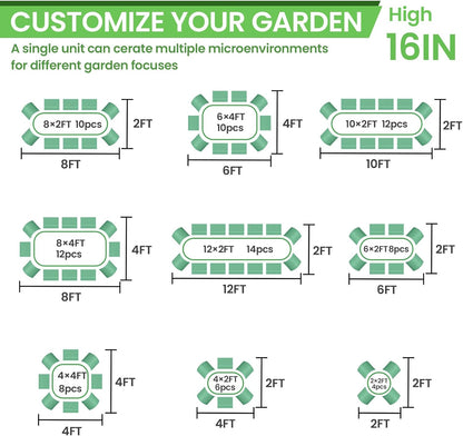 FRIZIONE 2pcs 9 in 1 Tall 8x2ft Galvanized Raised Garden Bed Outdoor,Steel Garden Bed for Vegetables,Above Ground Garden Box for Flower,Metal Raised Beds for Gardening
