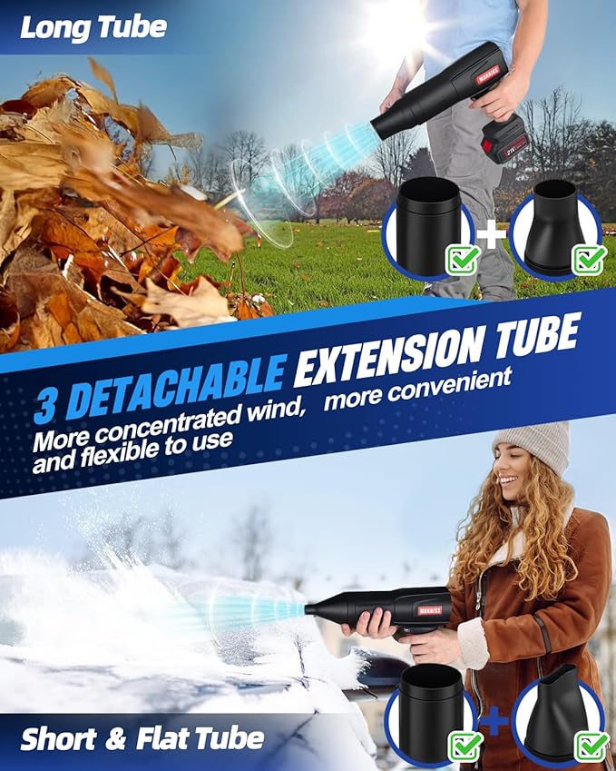 Cordless Leaf Blower with 2 X 4.0A 20000mAh Batteries Brushless Motor, Lightweight Low Decibel Turbo Jet Blower with Pro Earplugs for Patio Cleaning,Car Blowing Water, Blowing Leaves and Dust (Black)