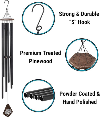 The Wind Chime CO Memorial 55” Deep Tone Large Wind Chime, Sympathy Wind Chimes Gift for The Loss of A Loved one, Memorial Wind Chimes for Outside Decoration, Soothing Melodic Tones with Mute Option.