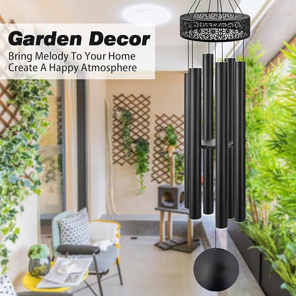 ASTARIN 60'' Deep Tone Wind Chimes for Outside -Extra Large Windchimes with 6 Heavy Tubes, Memorial Wind Chimes Outdoor for Garden Hanging Décor,Sympathy Gifts, Black