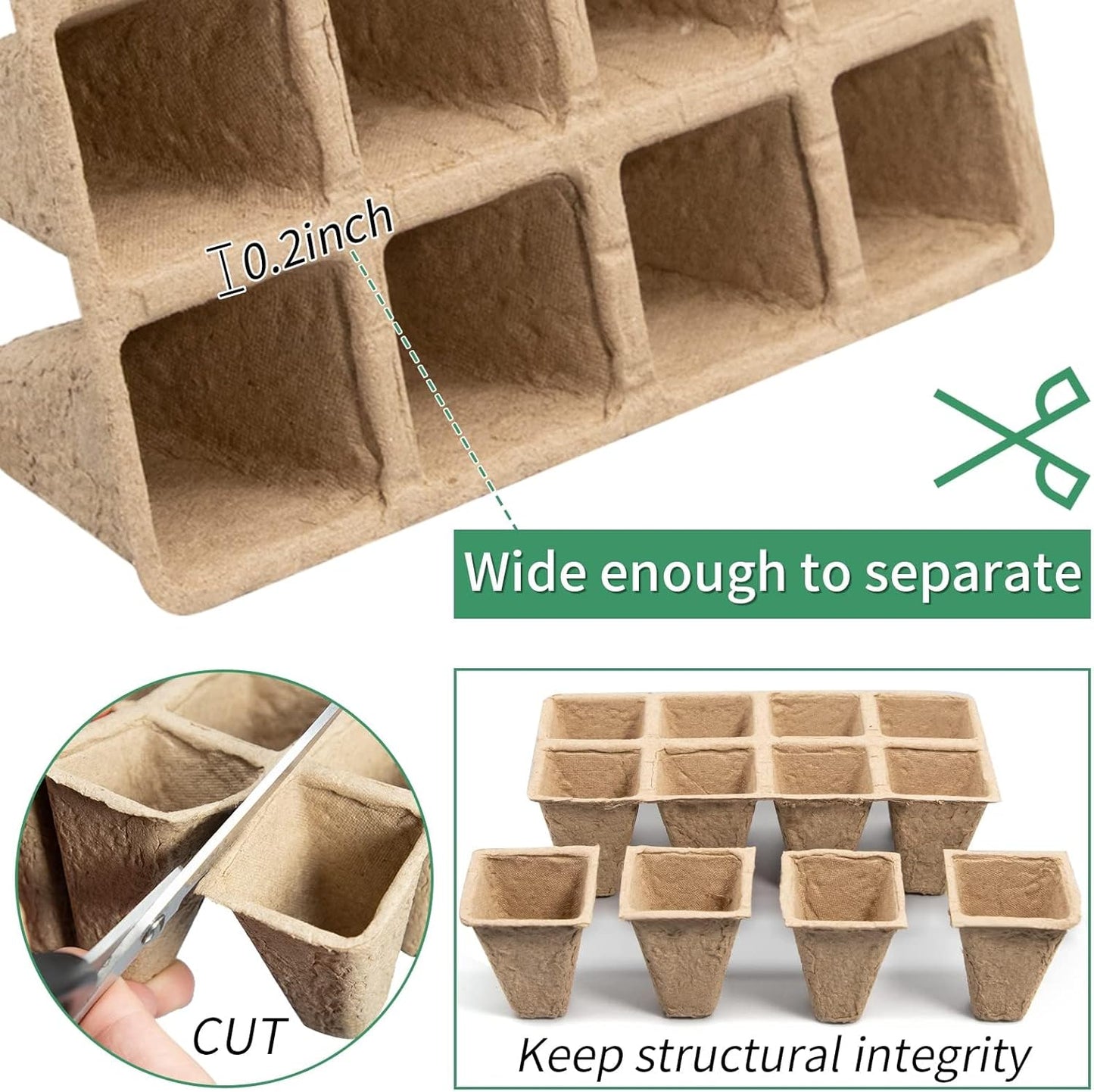 SYITCUN 240 Cells Seed Starter Tray, 20 Pack Biodegradable Seed Starter Kit, Peat Pots for Seedlings with 200 Plant Labels, 2 Seed Planting Tool and 1 Spray Bottle