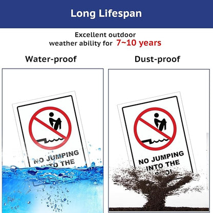 No Jumping into the Pool Outdoor Metal Pool Signs - Perfect Pool Gifts for New Homeowners & Retirees
