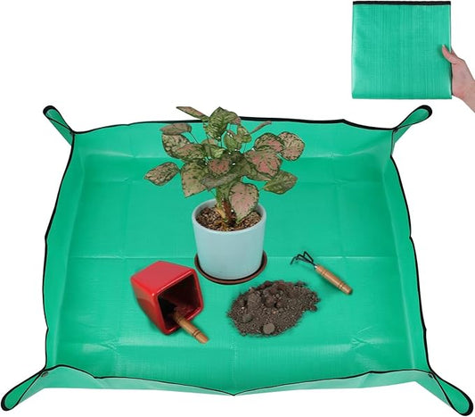 Azureblue Large Plant Repotting Mat, Waterproof Repotting Tray for Indoor Plants Potting Soil, Gardening Tray Mat, Portable Potting Tray Soil Mat for Indoor House Plants Succulents Orchid