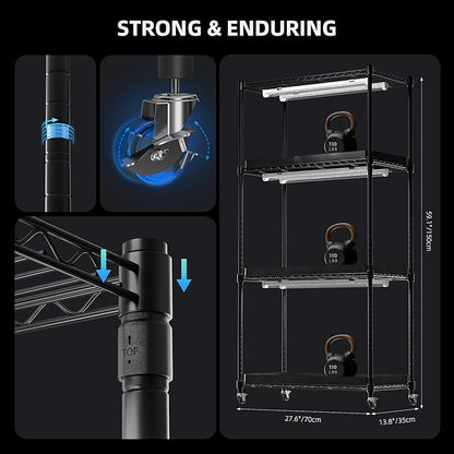 Spider Farmer 2025 Plant Stand with Grow Lights, 4-Tier Plant Shelf with 6Pcs 2ft Full Spectrum LED Lamp and Grow Tent, for Veg Seed Starting Plants Growth Greenhouse 28Lx14Dx59H (Update)