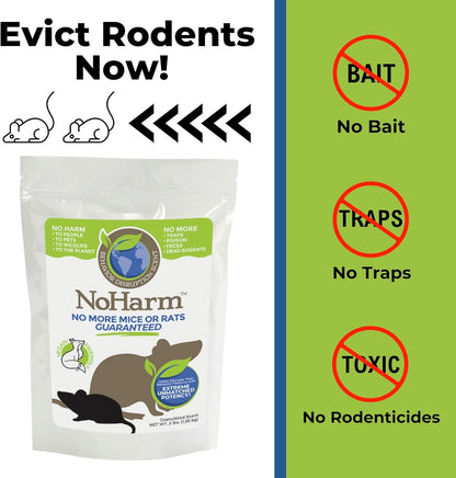 NoHarm Rodent Control | Smarter Than Repellent | Blocks Scent-Trails | Disrupts Mice and Rats | Safe | 4 Packets for Indoor Use