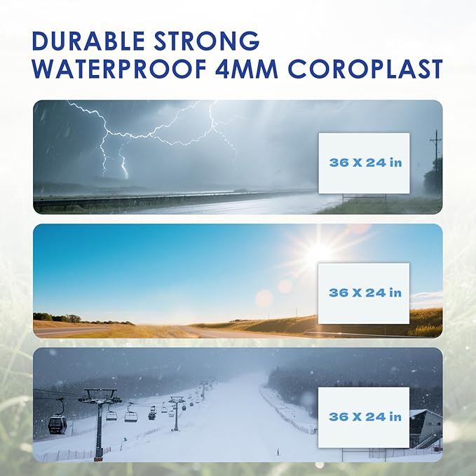 WENWELL Large Blank Yard Signs with Stakes 24" x 36 ",Poster Board for Estate Garage Sale,Party,Birthday,Wedding,Campaign,Parking Corrugated Plastic Sheet,10 Pack