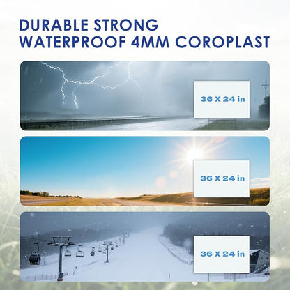 WENWELL Large Blank Yard Signs with Stakes 24" x 36 ",Poster Board for Estate Garage Sale,Party,Birthday,Wedding,Campaign,Parking Corrugated Plastic Sheet,10 Pack