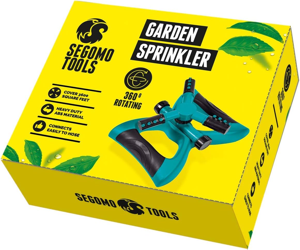 Sprinkler for Yard - 360 Degree Rotating Lawn Sprinkler with Base, Adjustable Spray 13-49ft, 1/2" Hose Connector for Garden & Large Yards