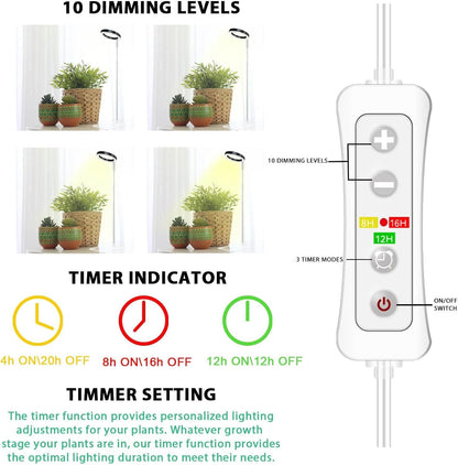 Plant Grow Light,yadoker LED Growing Light Full Spectrum for Indoor Plants,Height Adjustable, Automatic Timer, 5V Low Safe Voltage,Idea for Small Plant Light(3 Pack)