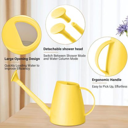 Plastic Watering Can - for Indoor and Outdoor House Plant Garden - with Long Spout - 1/2 Gallon - Yellow