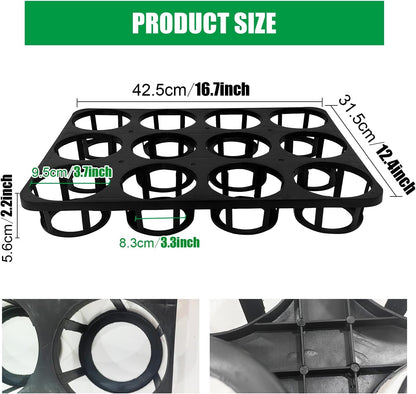 12 Cell Nursery Planter Pots Trays, Plant Pot Shuttle Carry Holder and Trays for 4 inch Round Plastic Nursery Pots Flowerpot Carrier Transporting (16.75" 12.43", 2.1" Deep, 10-Pack)
