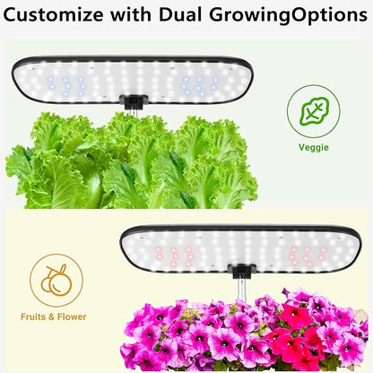 Hydroponics Growing System 14 Pods, Indoor Herb Garden with LED Grow Light, 5L Water Tank, Hydroponic Grow Kit with 3 Auto-Timers, Rotatable Light Panel, Gardening Kit Gifts