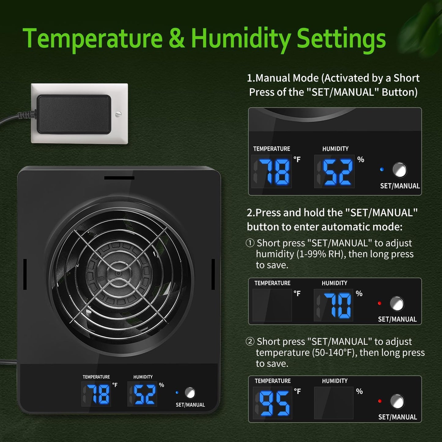 4-Inch Grow Tent Inline Duct Fan, Smart Temperature & Humidity Control, Automatic Ventilation System, for Grow Tents, Mushroom Rooms, Greenhouses (2-Pack)