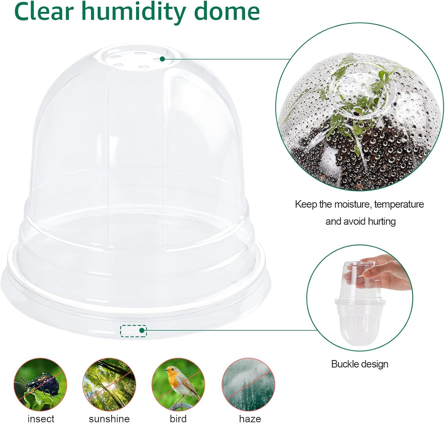 30 Packs 4 Inch Reinforced Clear Nursery Pots with Humidity Dome, Transparent Variety Pack Plastic Plant Pot Seedling Planter Seed Starter Flower