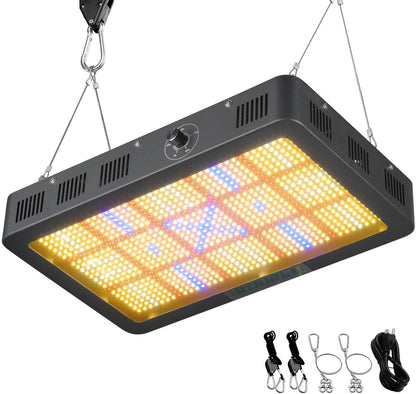 LED Grow Light Dimmable, 200W Full Spectrum for Indoor Plants with Daisy Chain Function