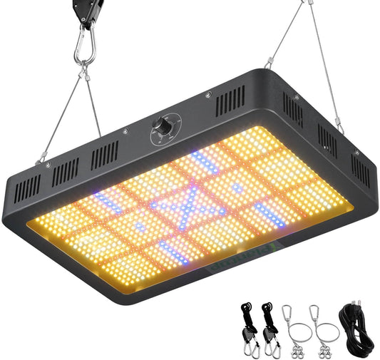LED Grow Light Dimmable, 200W Full Spectrum for Indoor Plants with Daisy Chain Function