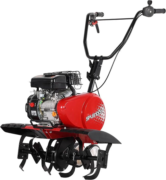 SPLENDOR 4-Cycle Gas Powered Tiller 79cc with Handle and Width Adjustable 24in