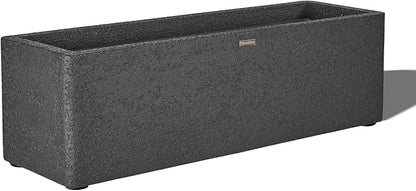 31 Inch Rectangular Concrete Planter,Durable All-Weather Use with Drainage Holes,Large Rectangular Planter for Outdoor Indoor Plants