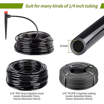 Drip Emitters for 1/4" Drip Irrigation Tubing 360 Degree Water Flow 25 pcs Adjustable Irrigation Drippers with Lock Barbed Irrigation Drip Heads Drip Spray Emitters for Flower Plants Garden