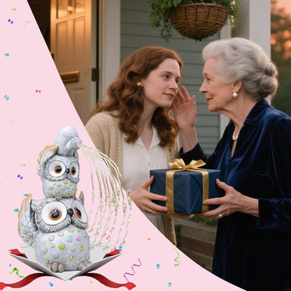 Solar Garden Statues Outdoor Decor, Watering Owl Statue Garden Decor, Resin Yard Decorations Outdoor for Patio, Porch, Balcony, Lawn Ornaments, House Warming Birthday Gifts for Mom Women Grandma