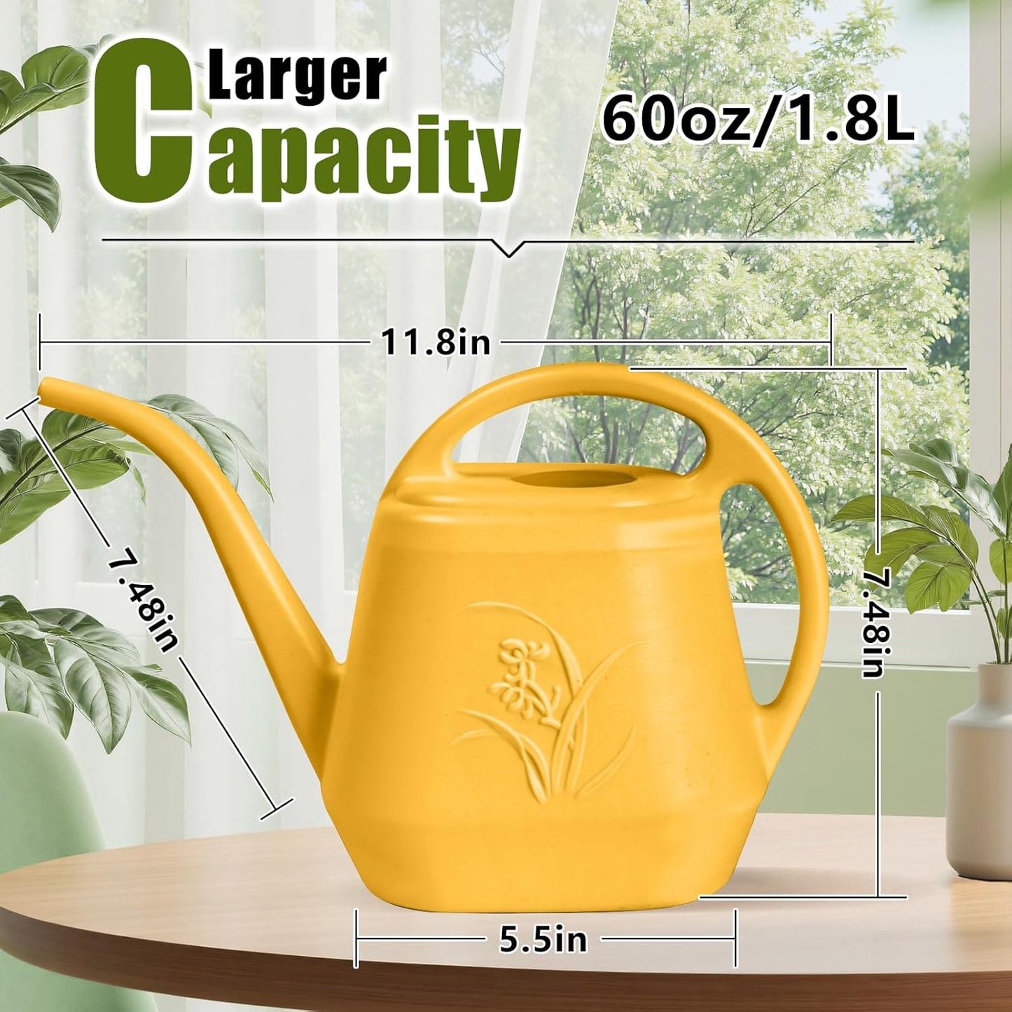 Plastic Watering Can - for Home Plant Garden - 1/2 Gallon - Orange