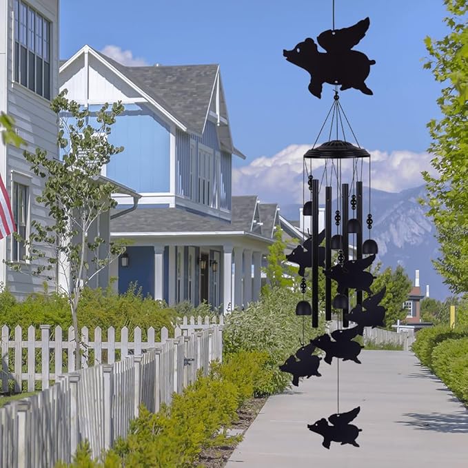Flying Pigs Wind Chimes Outdoor, Memorial Wind Chimes, Mobile Music Wind Catcher, Fly Pig Wind Chime for Home, Tree, Yard, Patio, Garden Decoration, Festival Gifts for Mom, Xmas Gifts for Pig Lovers