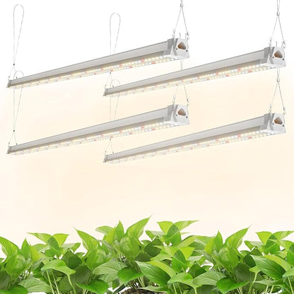 FREELICHT 4 Pack 4FT LED Grow Lights, 160W (4 x 40W,1080W Equivalent), Full Spectrum Sunlight Growing Lamp Fixture, Hanging Plant Light for Hydroponic Indoor Plants Seeding, Plug-in with On/Off Switch