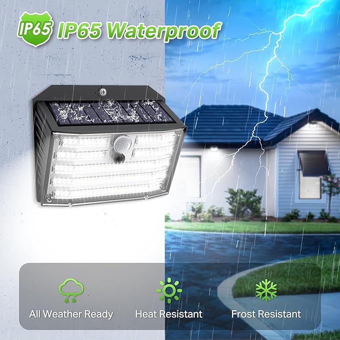 CLAONER Solar Lights Outdoor [𝟒 𝐏𝐚𝐜𝐤/126 LED], Wireless Motion Sensor Lights, IP65 Waterproof Security Lights 3 Modes, 270° Lighting Angle, Ultra-Bright Wall Lights for Deck Patio Fence Garage
