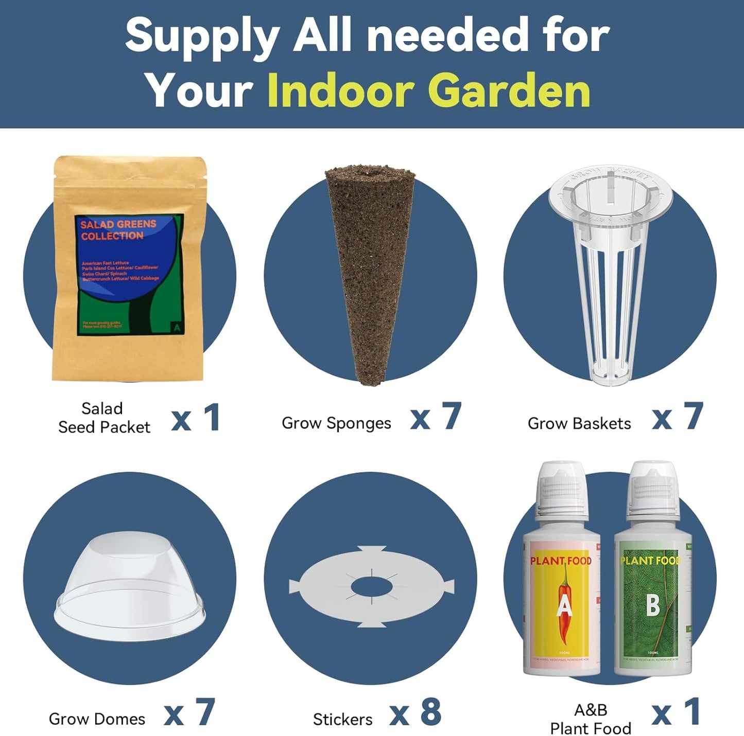 LYKOCLEAN Mix Salad Seed Pods for Ahopegarden, iDOO Hydroponics Growing System Indoor Herb Garden, 400+ Seeds(7-Pods)