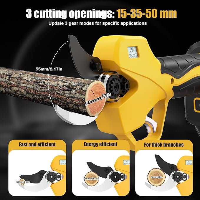 Electric Pruning Shears Cordless with 8FT Pole, Max Cutting Diameter 2 inch(50mm), 21V 2*2Ah, 1000w Brushless Motor, Working time 6-10 h, Electric Pruning Shears Suitable for Gardens, Orchards, Farms